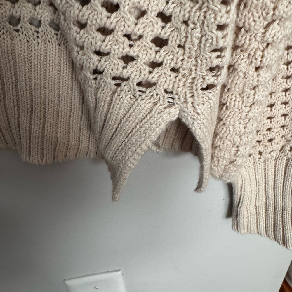 Pink Republic Cream Open-Knit Cardigan Sweater - Picture 4 of 5